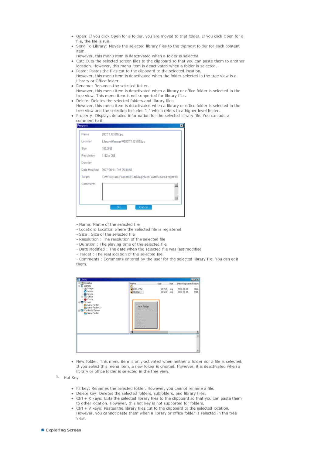 Samsung LS57BPTNS/XSJ, LS57BPTNS/EDC, LS57BPTNB/EDC, LS57BPTNBF/EDC manual Exploring Screen 