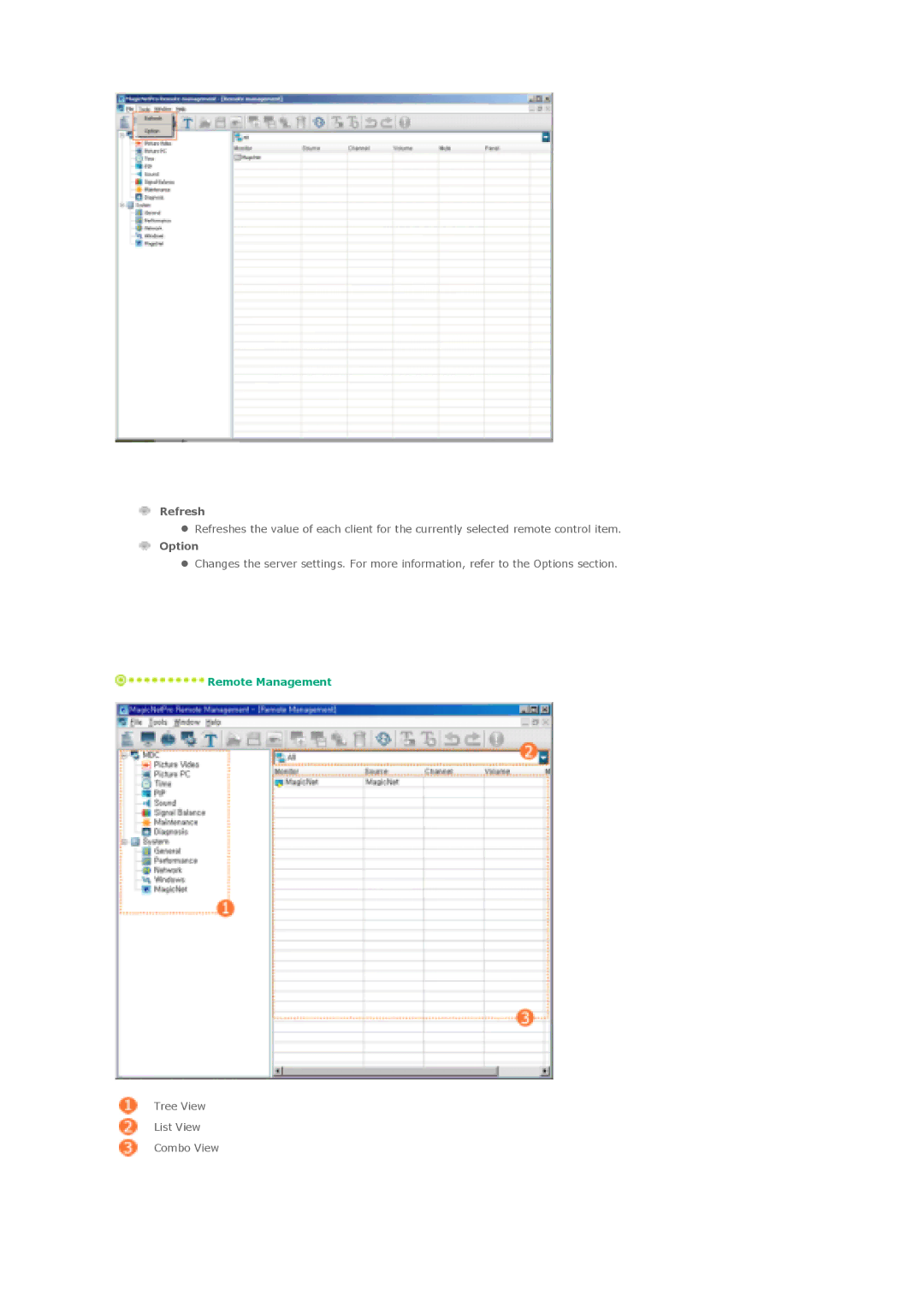 Samsung LS57BPTNBF/EDC, LS57BPTNS/XSJ, LS57BPTNS/EDC, LS57BPTNB/EDC manual Refresh, Option 