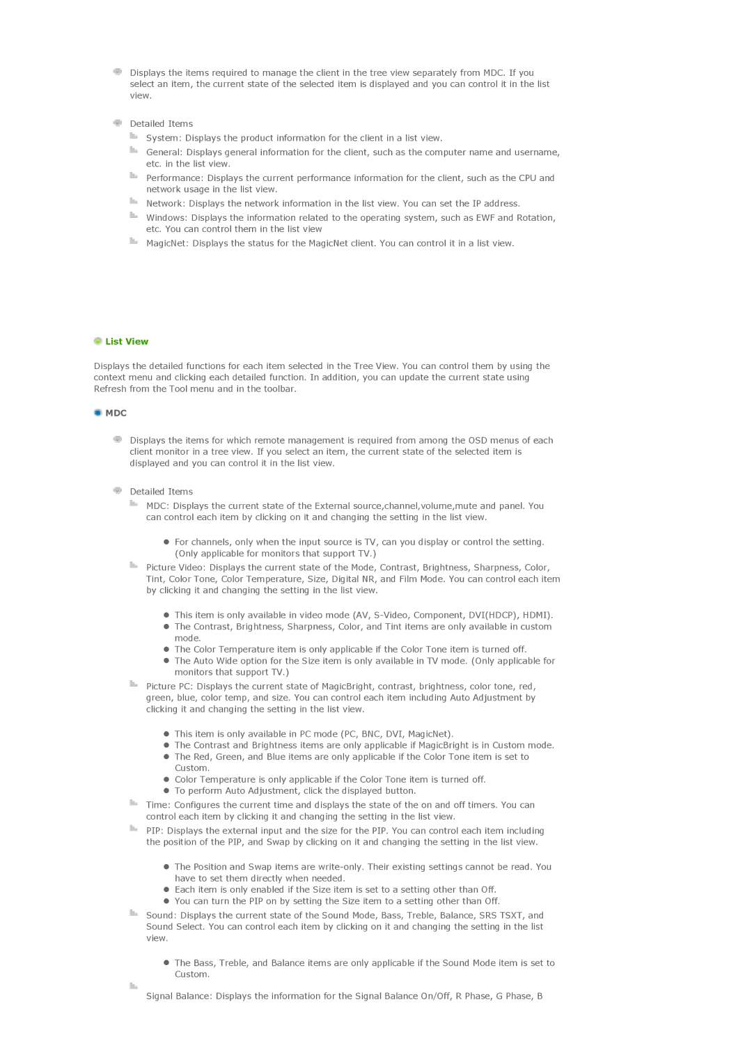 Samsung LS57BPTNB/EDC, LS57BPTNS/XSJ, LS57BPTNS/EDC, LS57BPTNBF/EDC manual List View 