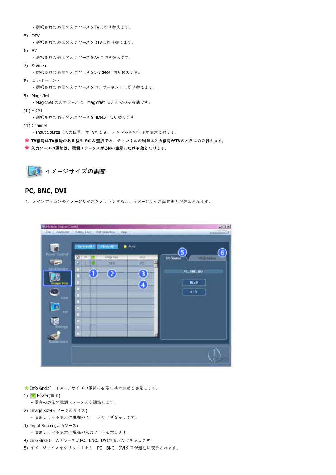 Samsung LS57BPTNS/XSJ manual Pc, Bnc, Dvi 