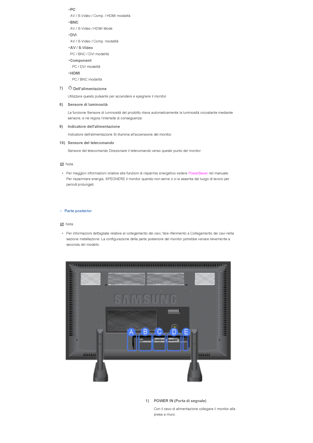 Samsung LS70BPTNS/EDC, LS70BPTNB/EDC manual Bnc, Dvi, Hdmi 