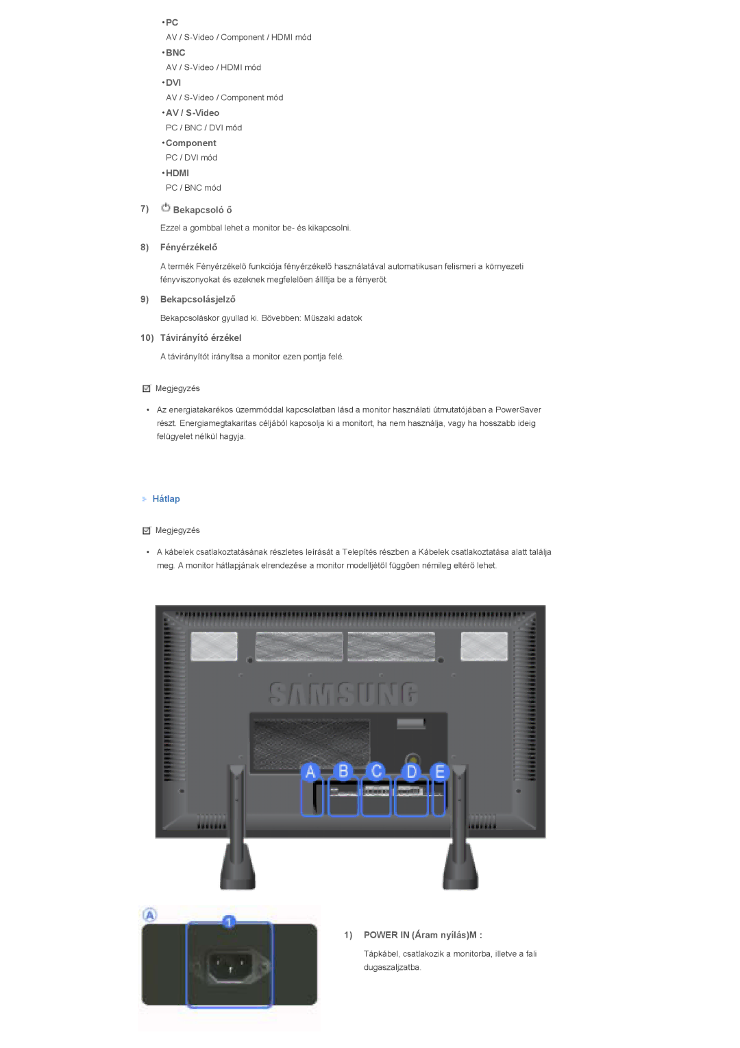 Samsung LS70BPTNS/EDC, LS70BPTNB/EDC manual Bnc, Dvi, Hdmi 