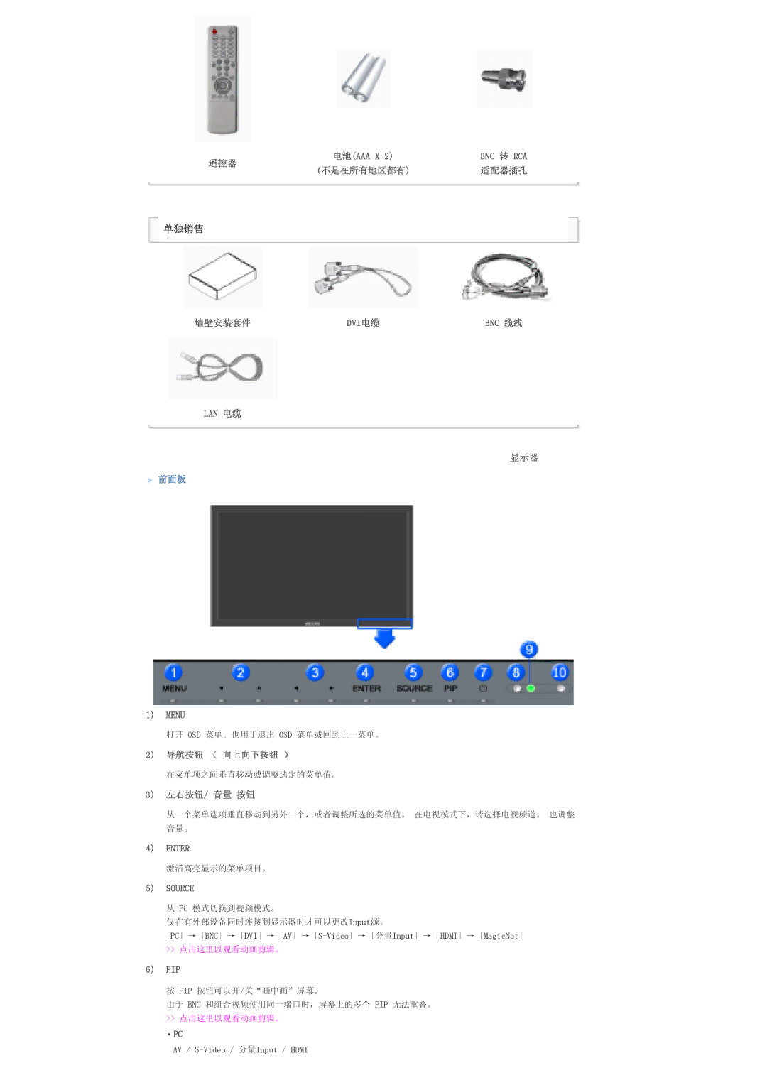 Samsung LS70BPTNB/EDC, LS70BPTNS/EDC manual Menu, Enter, Source 