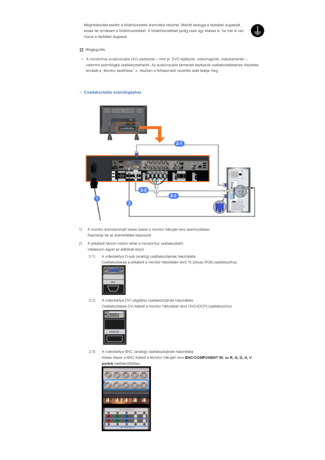 Samsung LS70BPTNS/EDC, LS70BPTNB/EDC manual Csatlakoztatás számítógéphez 