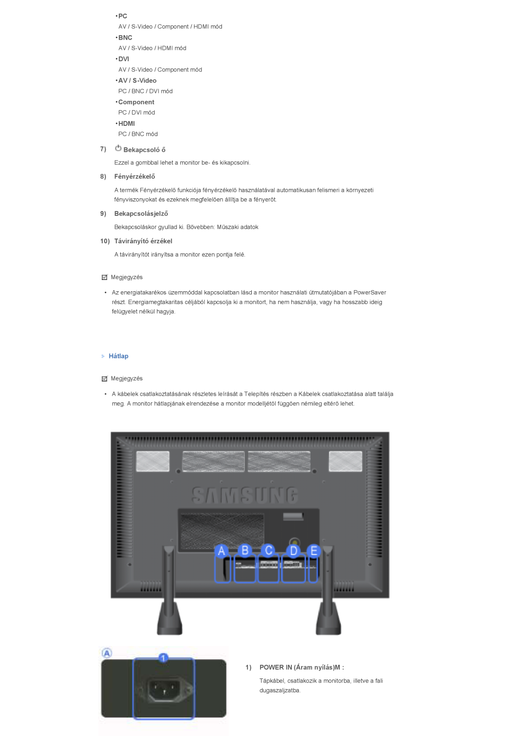 Samsung LS70BPTNS/EDC, LS70BPTNB/EDC manual Hátlap, AV / S-Video 