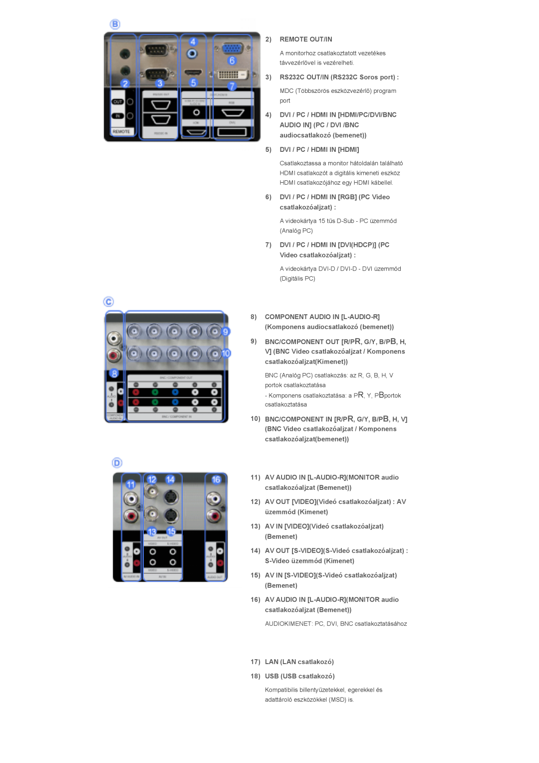 Samsung LS70BPTNB/EDC, LS70BPTNS/EDC manual Remote Out/In 