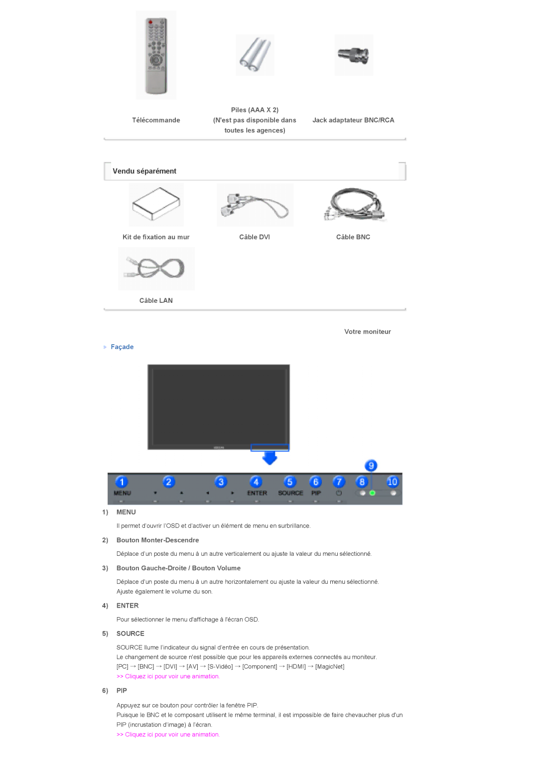 Samsung LS70BPTNS/EDC, LS82BPTNB/EDC, LS70BPTNBF/EDC, LS70BPPNBYSEDC, LS82BPTNS/EDC, LS70BPTNB/EDC manual Menu, Enter, Source 