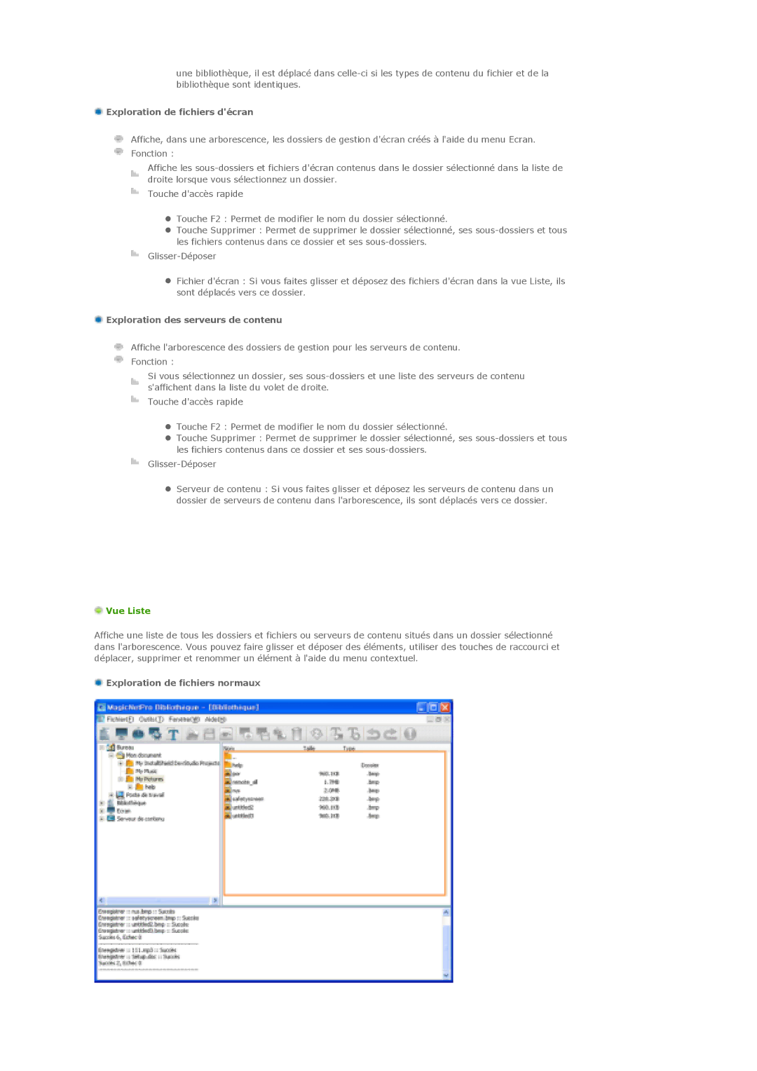 Samsung LS70BPTNS/EDC, LS82BPTNB/EDC manual Exploration de fichiers décran, Exploration des serveurs de contenu, Vue Liste 