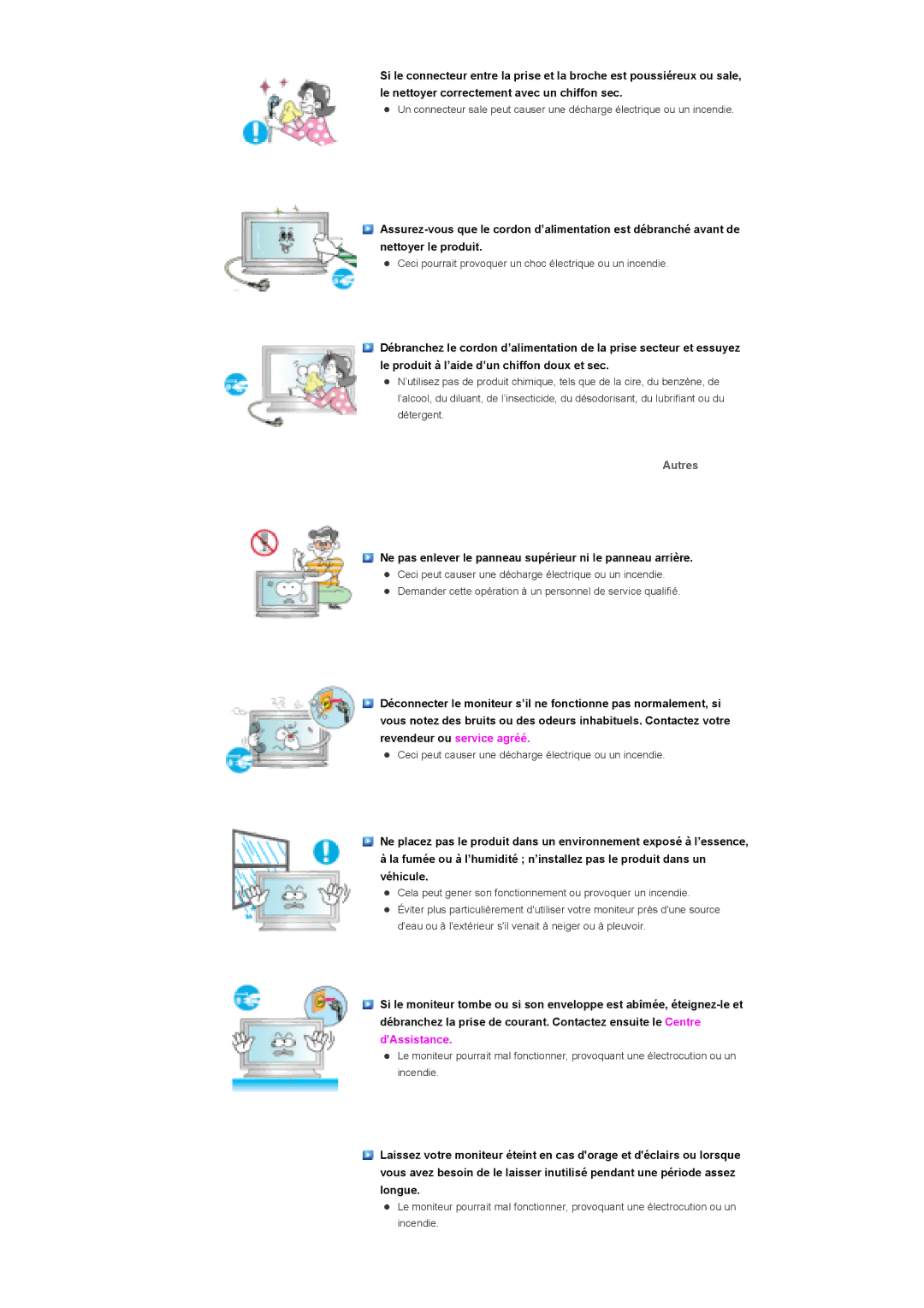 Samsung LS82BPTNB/EDC, LS70BPTNBF/EDC, LS70BPPNBYSEDC Autres, Ne pas enlever le panneau supérieur ni le panneau arrière 