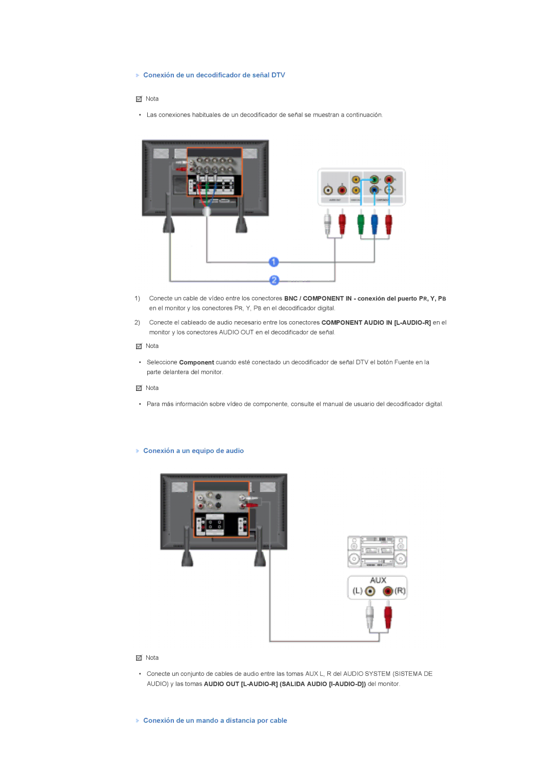 Samsung LS70BPTNS/EDC, LS82BPTNB/EDC manual Conexión de un decodificador de señal DTV, Conexión a un equipo de audio 