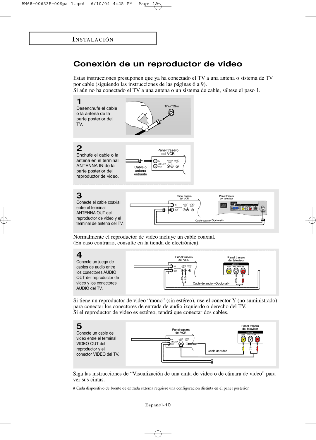 Samsung LT-P1745, LT-P2045U manual Conexión de un reproductor de video 