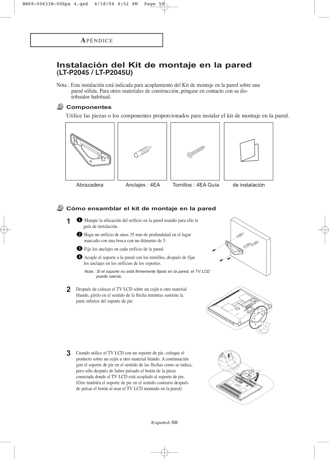 Samsung LT-P1745 manual LT-P2045 / LT-P2045U 