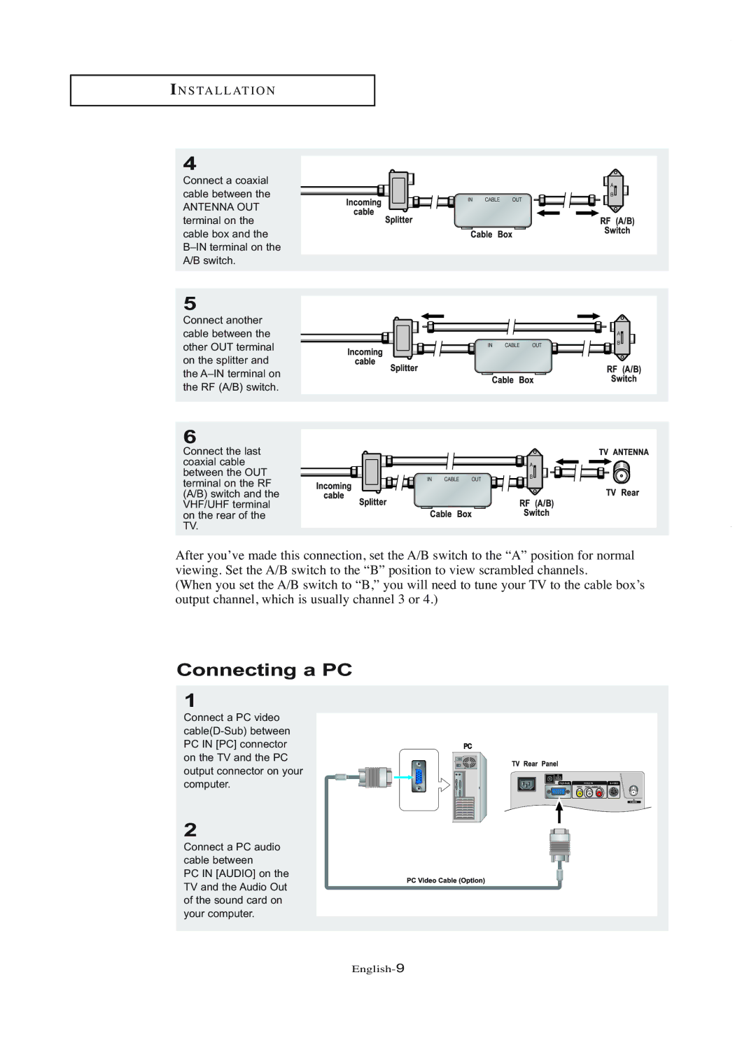 Samsung LT-P1745U manual Connecting a PC 