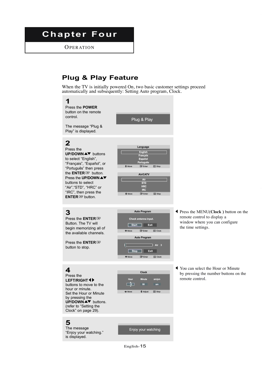 Samsung LT-P1745U manual Chapter Four, Plug & Play Feature 