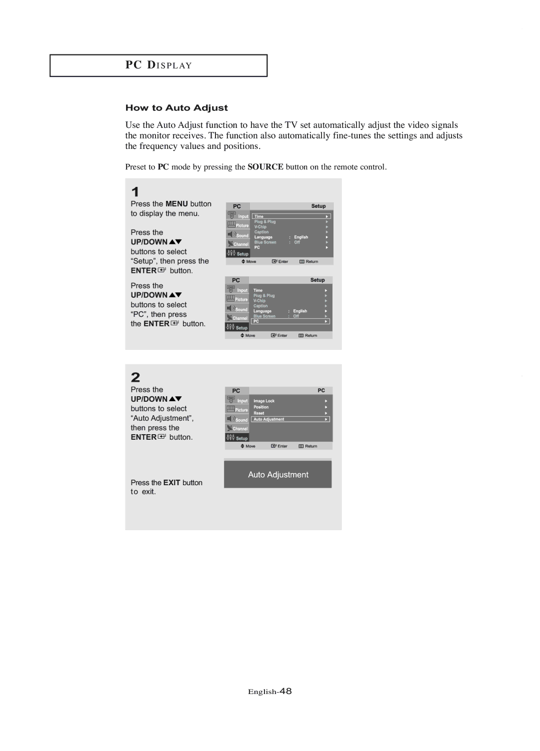 Samsung LT-P1745U manual How to Auto Adjust 