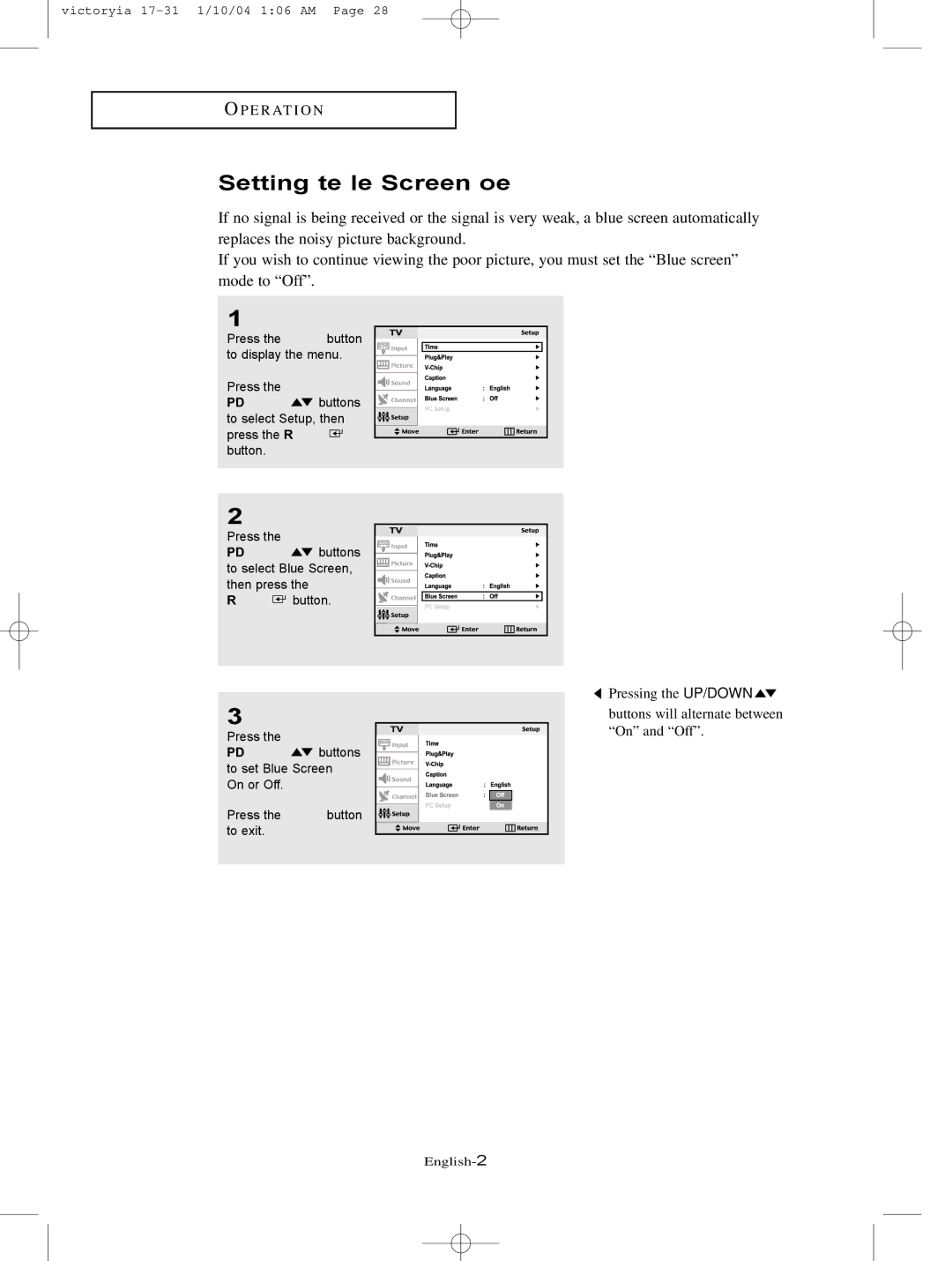 Samsung LT-P227W manual Setting the Blue Screen Mode 