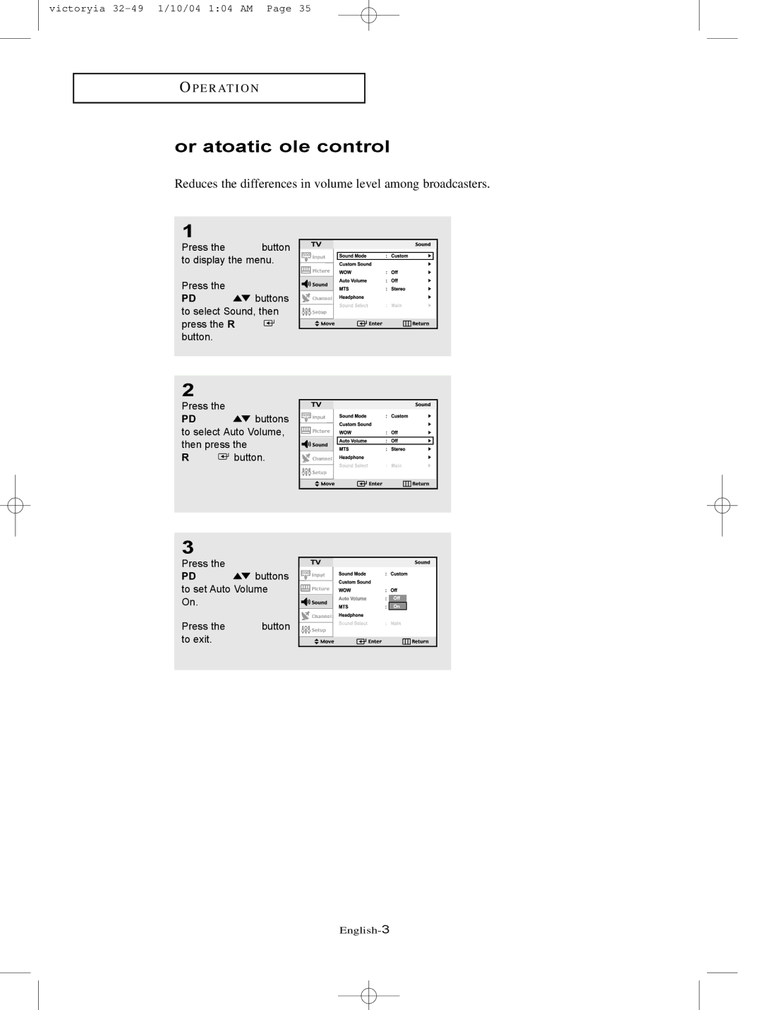 Samsung LT-P227W manual For automatic volume control, Reduces the differences in volume level among broadcasters 