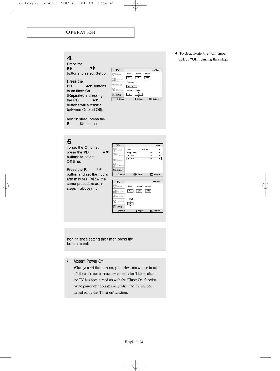 Samsung LT-P227W manual Absent Power Off 