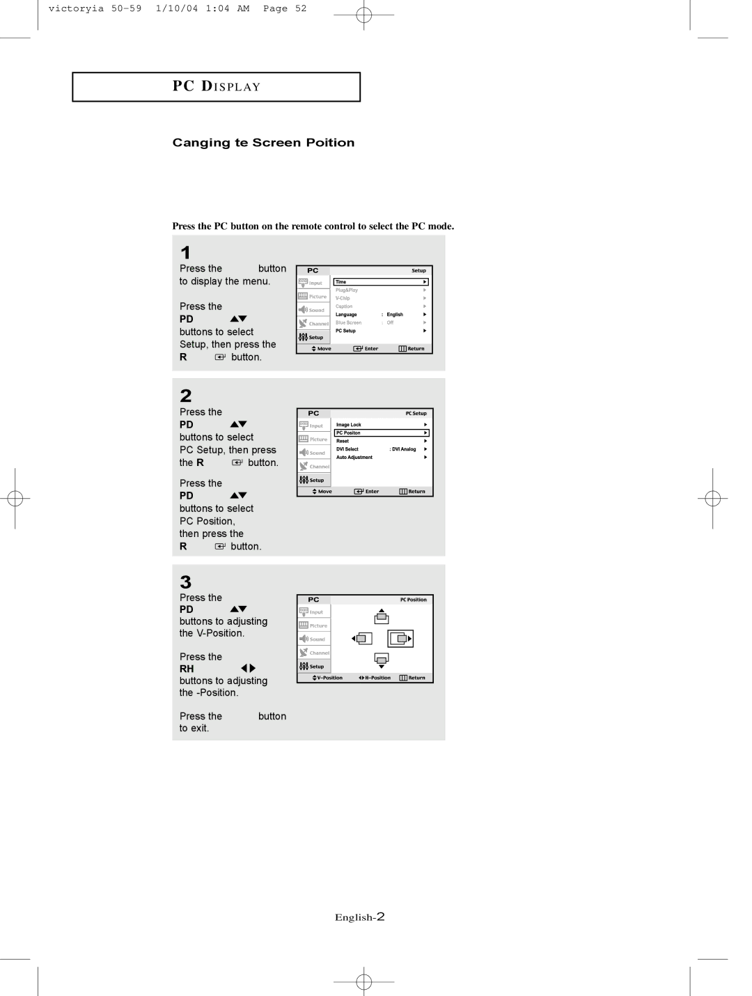 Samsung LT-P227W manual Changing the Screen Position 