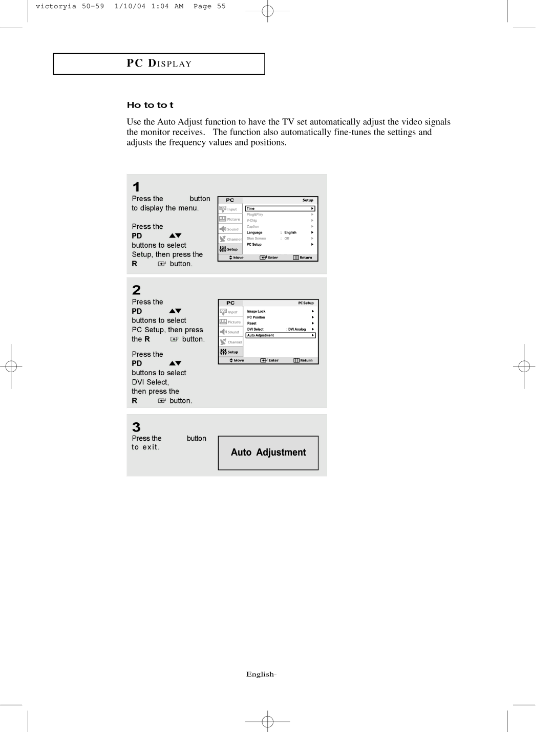 Samsung LT-P227W manual How to Auto Adjust 