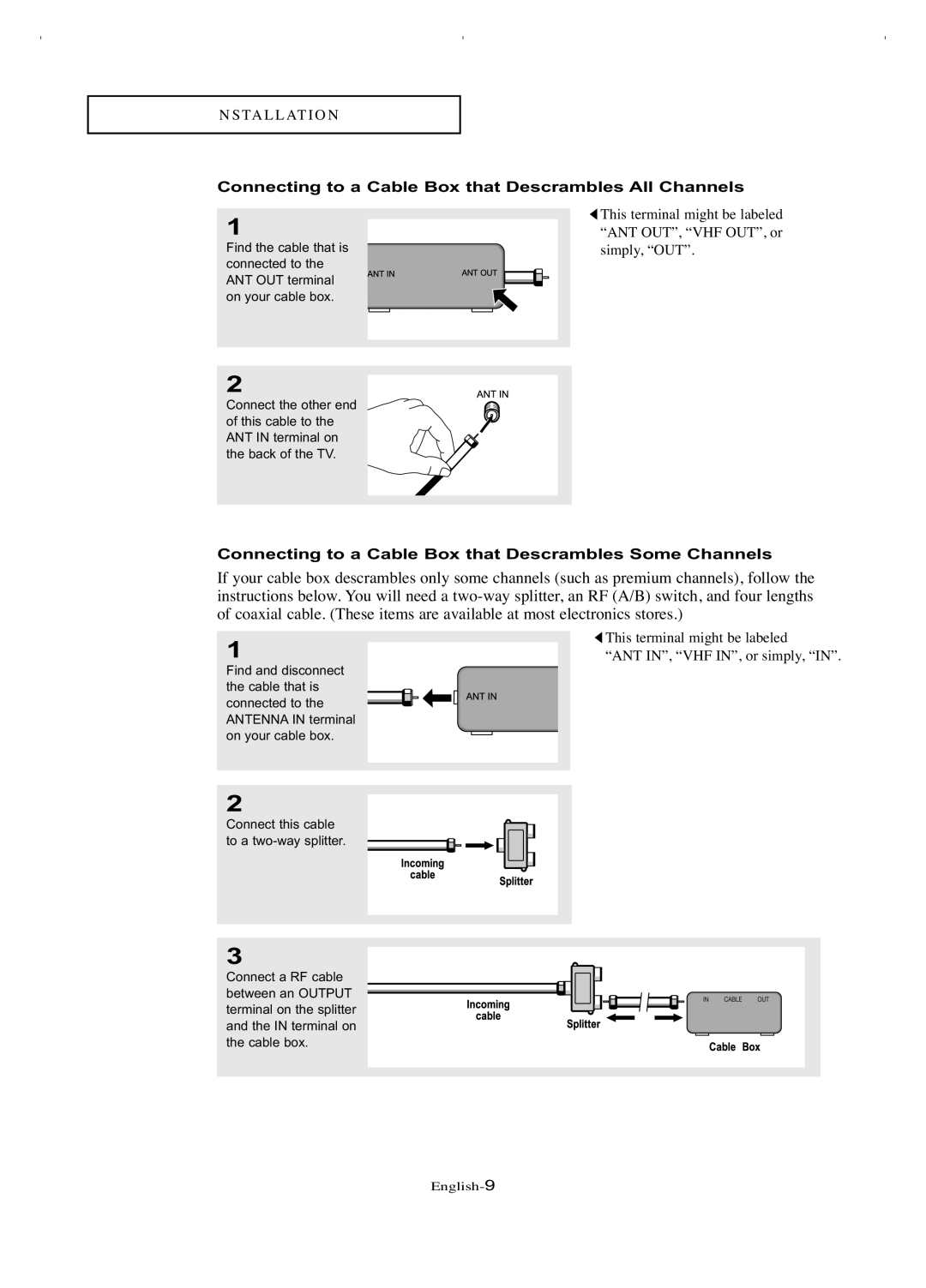 Samsung LT-P266W manual Connecting to a Cable Box that Descrambles All Channels 