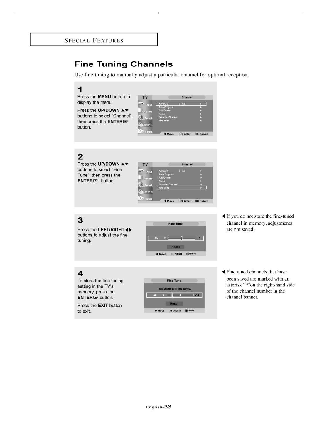 Samsung LT-P266W manual Fine Tuning Channels 