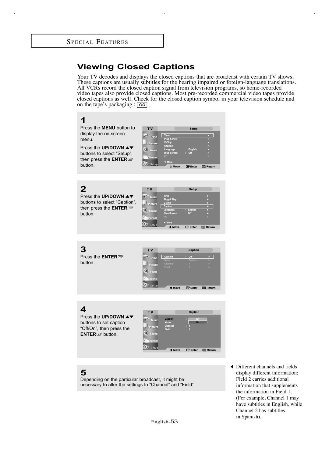 Samsung LT-P266W manual Viewing Closed Captions 