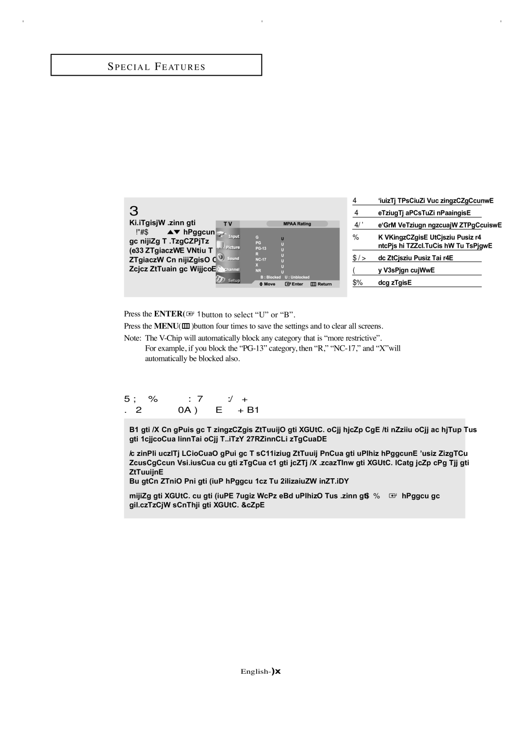 Samsung LT-P266W manual Press the Enter button to select U or B 