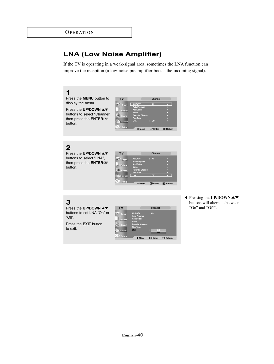 Samsung LT-P326W manual LNA Low Noise Amplifier 