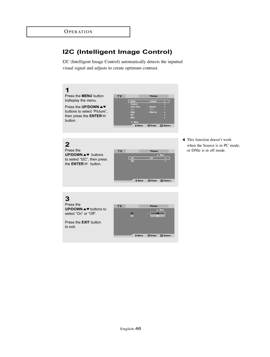 Samsung LT-P326W manual I2C Intelligent Image Control 