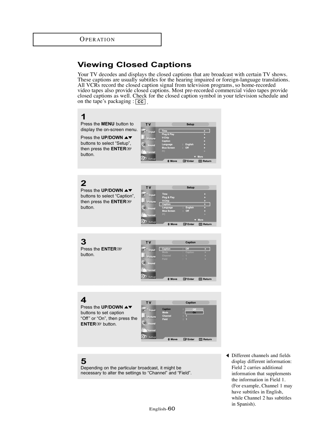 Samsung LT-P326W manual Viewing Closed Captions 