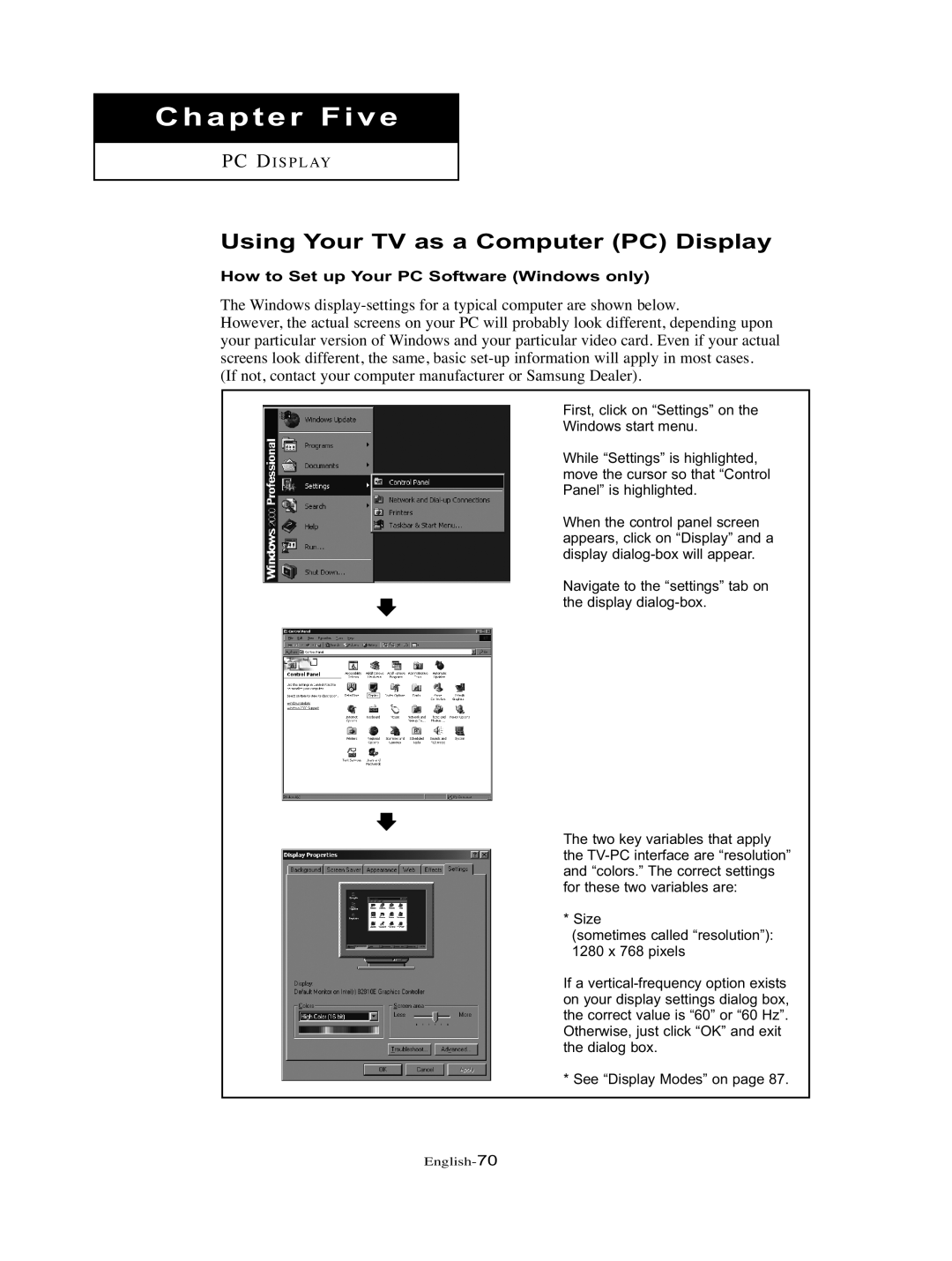 Samsung LT-P326W manual Using Your TV as a Computer PC Display, How to Set up Your PC Software Windows only 