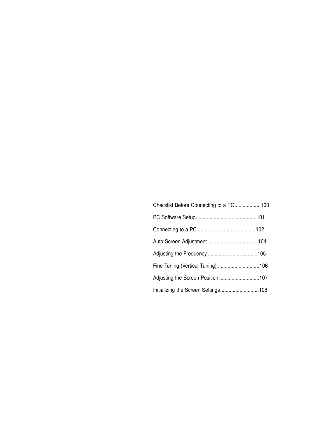 Samsung LT-P468W Checklist Before Connecting to a PC, PC Software Setup, Auto Screen Adjustment, Adjusting the Frequency 