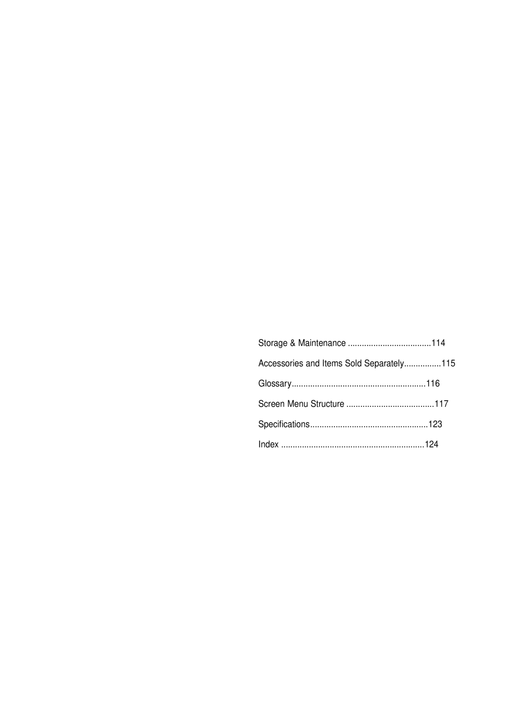 Samsung LT-P468W manual Storage & Maintenance, Glossary, Screen Menu Structure, Specifications, Index 