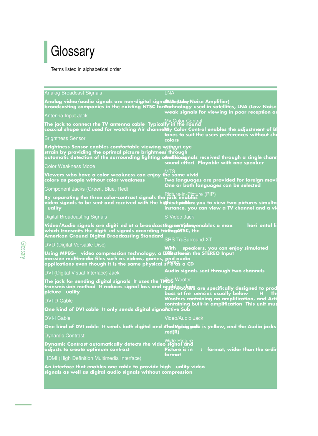 Samsung LT-P468W manual Glossary 