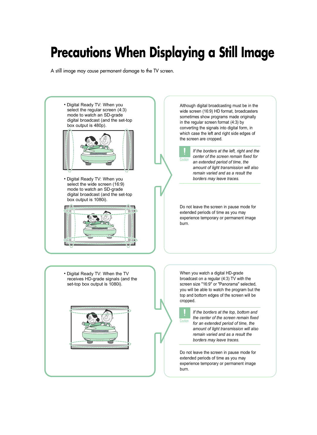 Samsung LT-P468W manual Precautions When Displaying a Still Image 