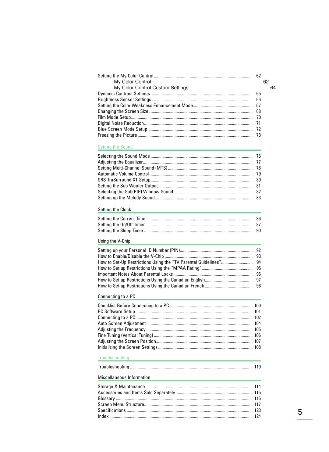 Samsung LT-P468W manual My Color Control My Color Control Custom Settings, Setting the Sound 