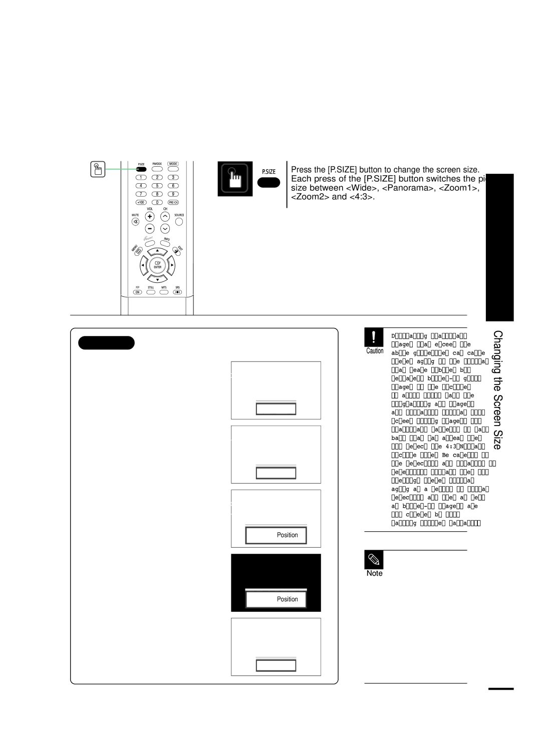 Samsung LT-P468W manual Picture Size, Use this mode to change from 169 to 43 mode 