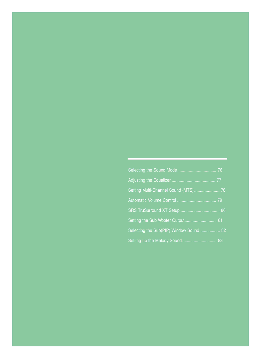 Samsung LT-P468W manual Setting the Sound 