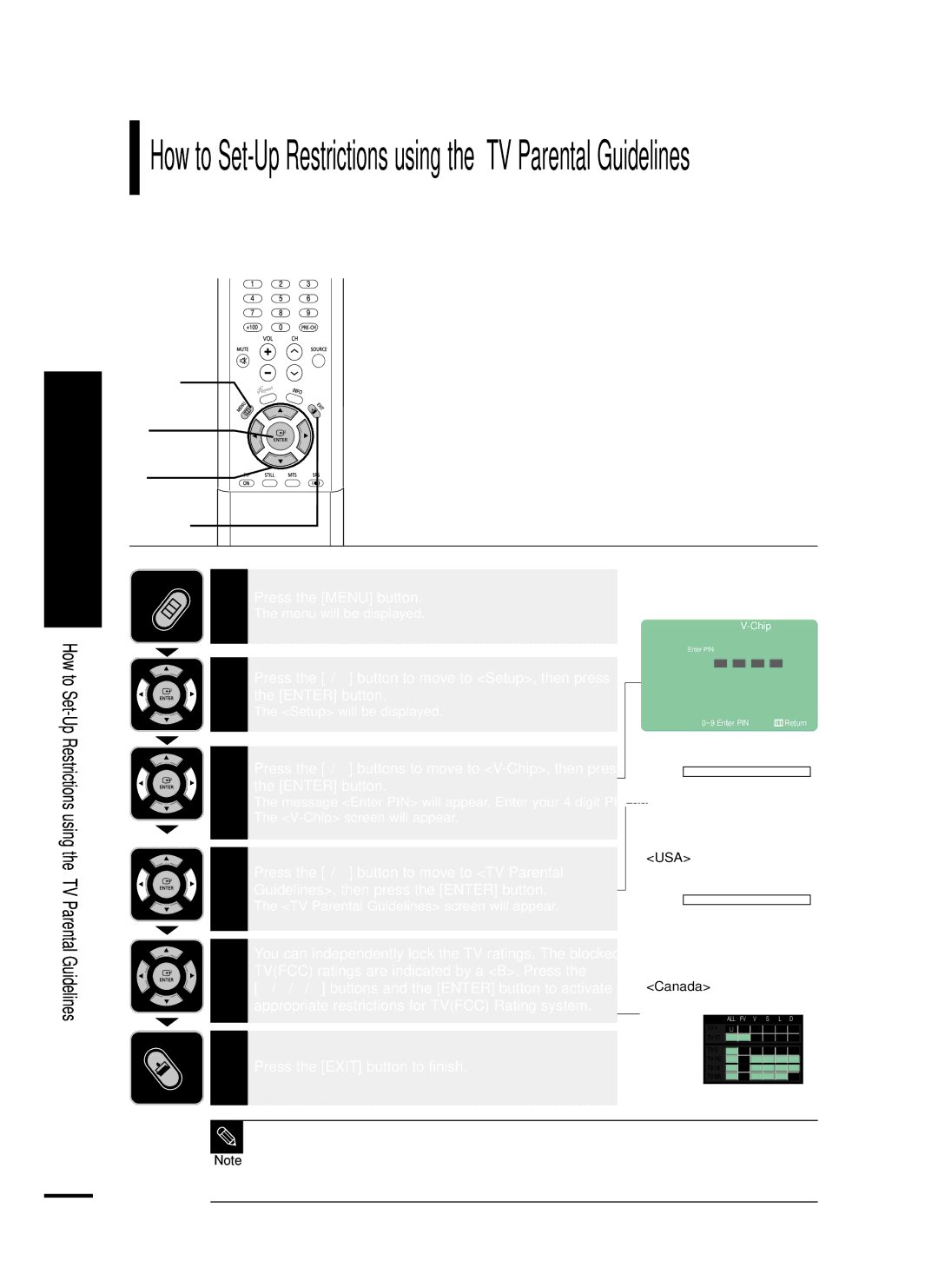 Samsung LT-P468W manual Tvfcc ratings are indicated by a B. Press, TV-G through TV-MAeverybody else 