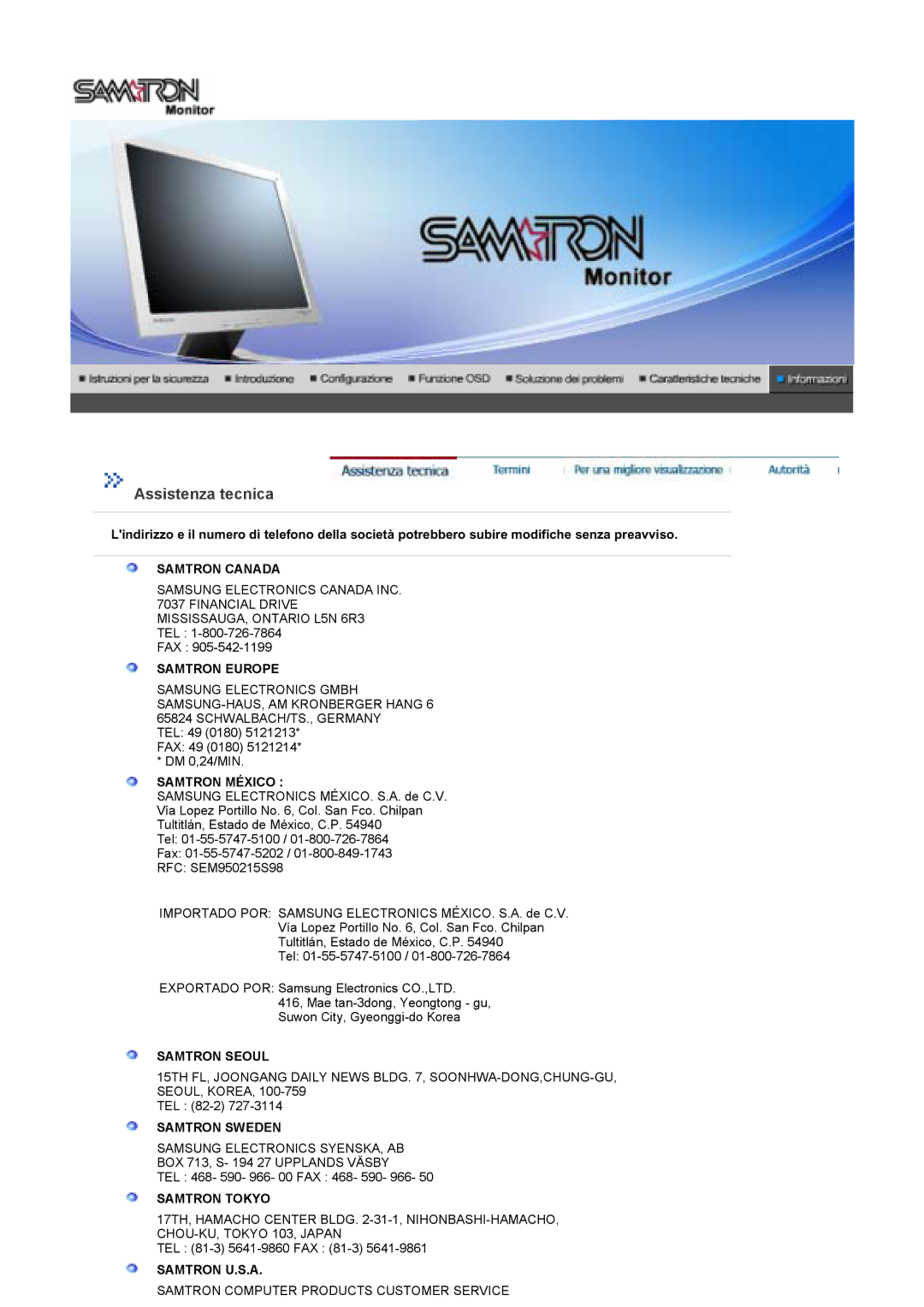 Samsung LT17GSESS/EDC manual Assistenza tecnica 