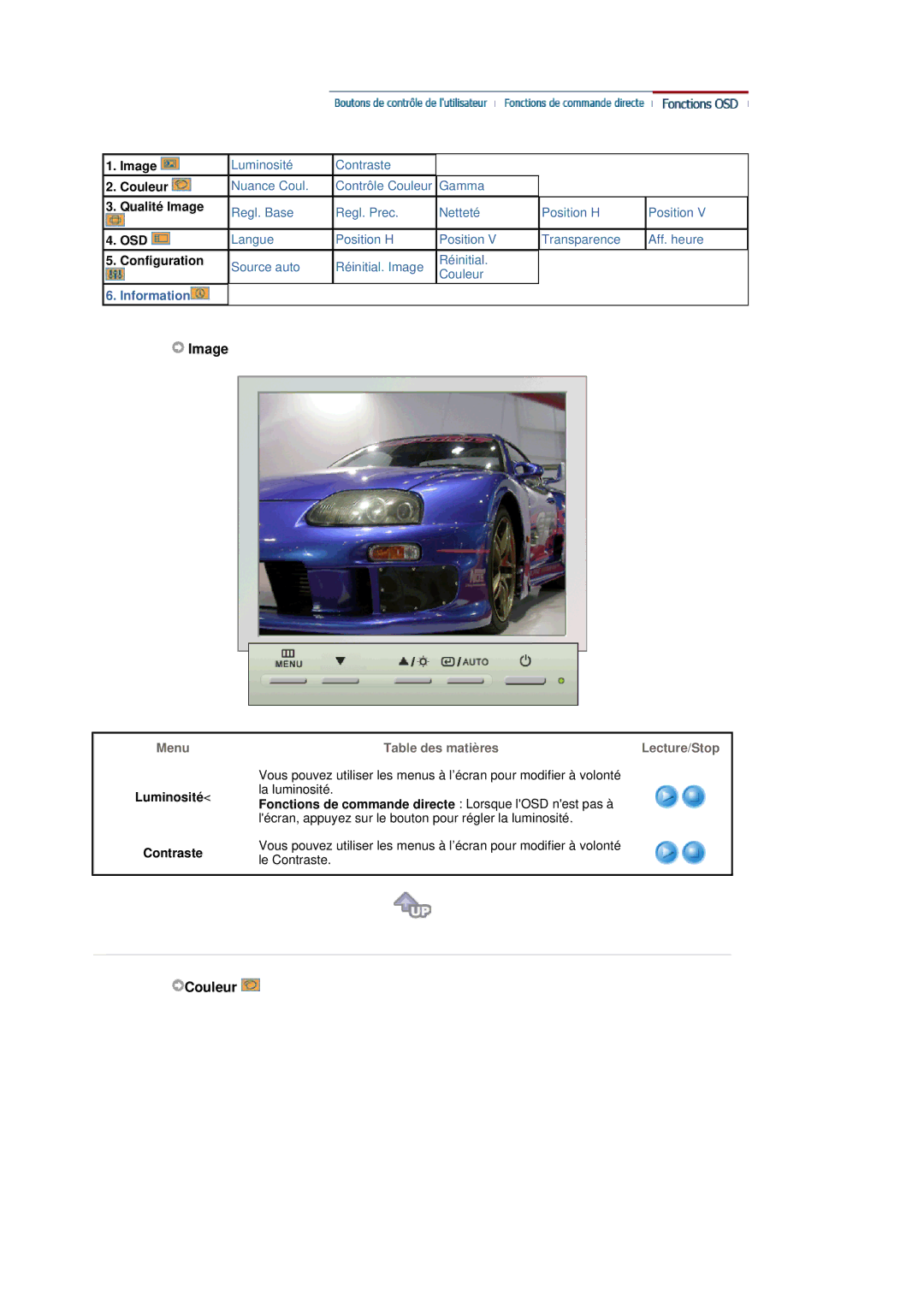 Samsung LT17GSESS/EDC, LT17GSESSZ/EDC manual Image, Couleur, Luminosité Contraste 