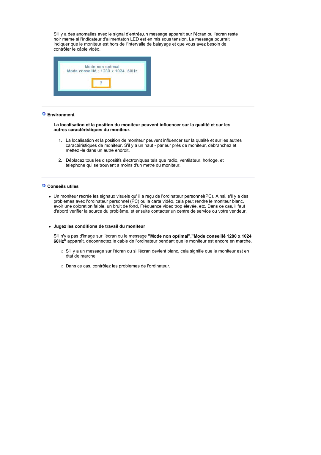 Samsung LT17GSESSZ/EDC, LT17GSESS/EDC manual Conseils utiles, Jugez les conditions de travail du moniteur 