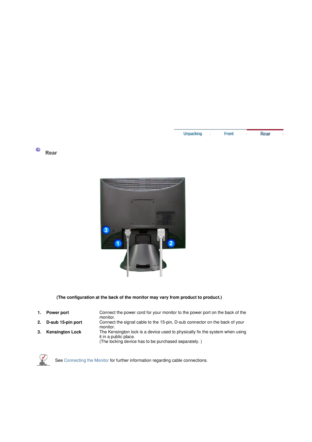 Samsung LT17GSESSZ/EDC, LT17GSESS/EDC manual Rear 