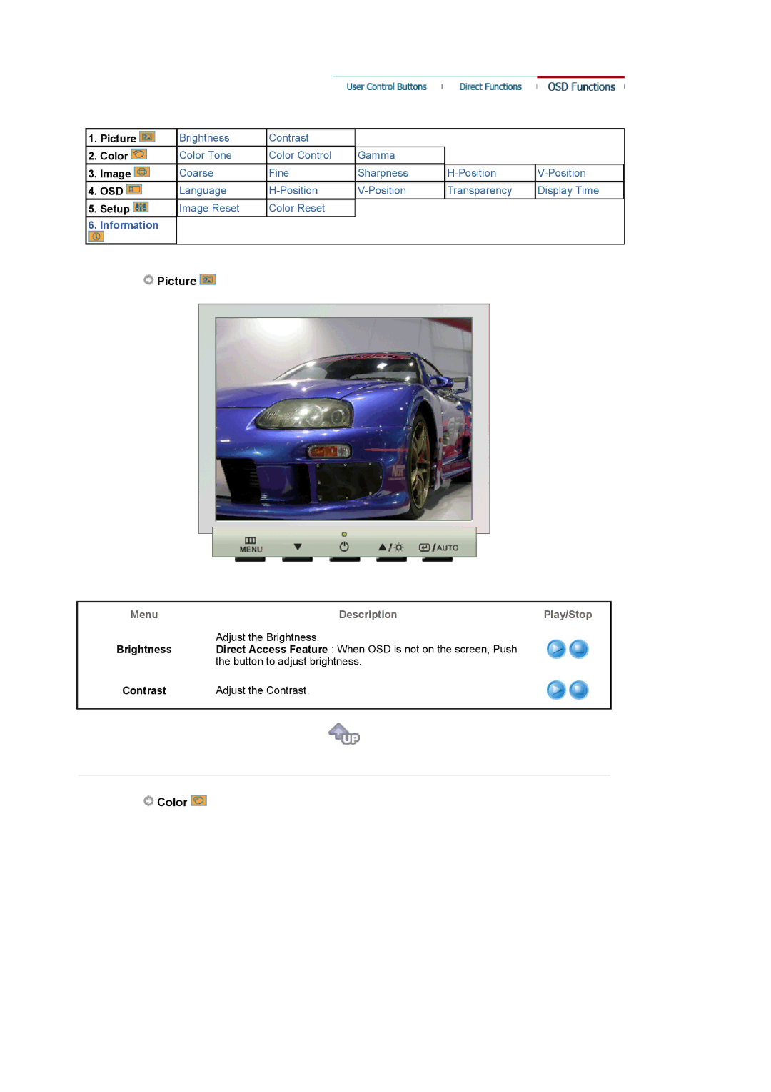 Samsung LT17GSESS/EDC, LT17GSESSZ/EDC manual Picture, Contrast Adjust the Contrast 