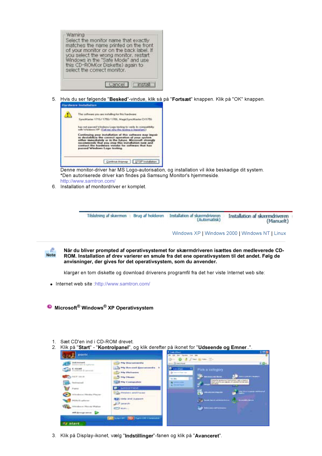 Samsung LT17GSESS/EDC, LT17GSESSZ/EDC manual Microsoft Windows XP Operativsystem 