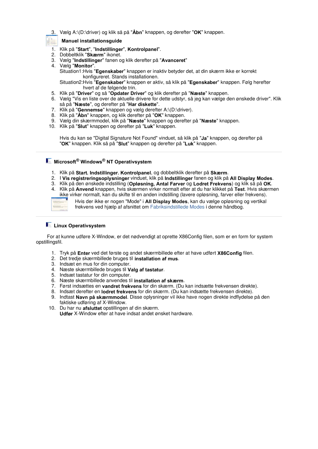 Samsung LT17GSESSZ/EDC, LT17GSESS/EDC manual Microsoft Windows NT Operativsystem, Linux Operativsystem 