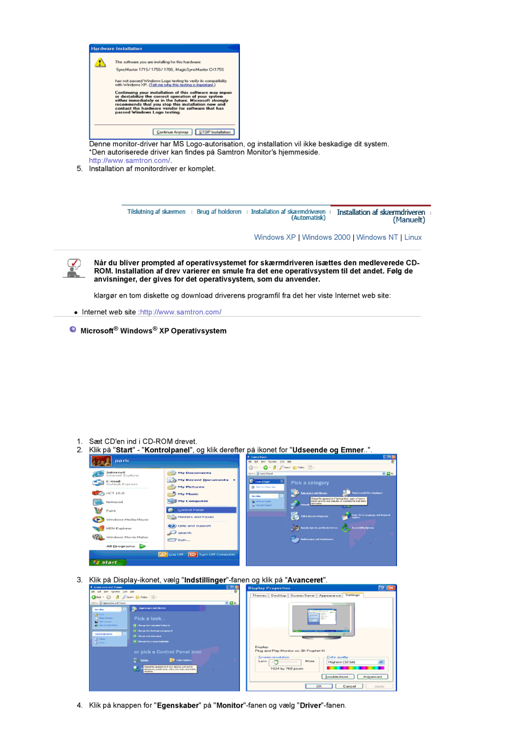 Samsung LT19GSBSS/EDC, LT19GSBSSZ/EDC manual Microsoft Windows XP Operativsystem 