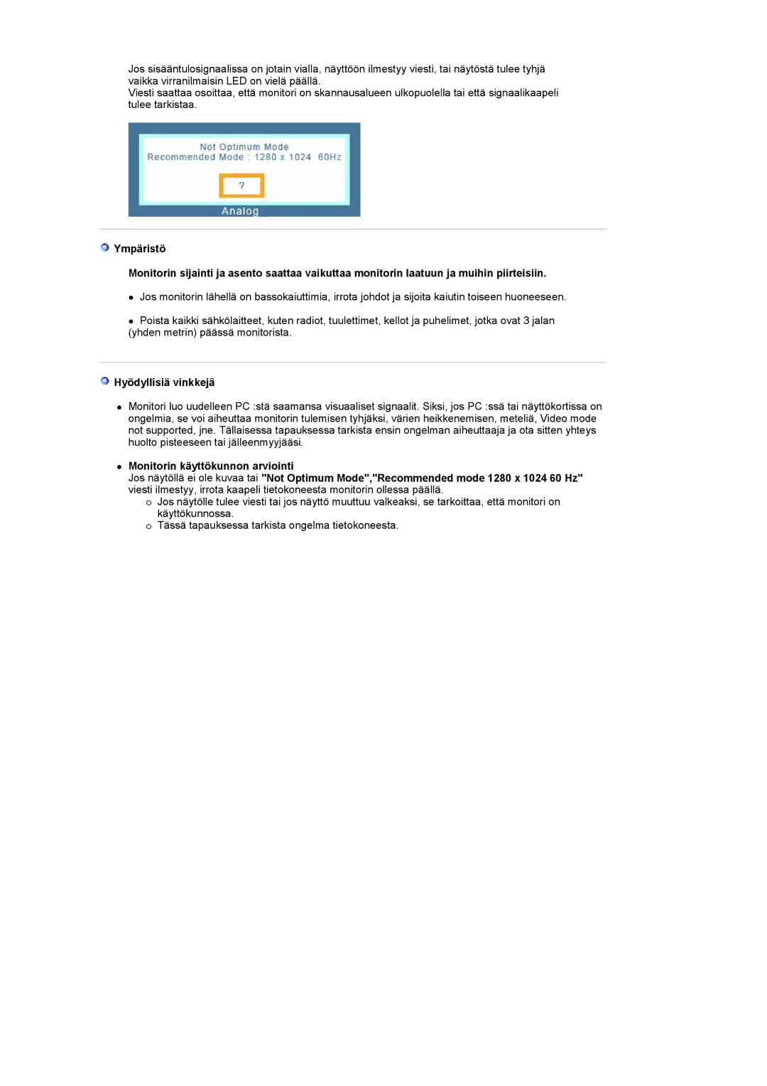 Samsung LT19GSBSS/EDC, LT19GSBSSZ/EDC manual Hyödyllisiä vinkkejä 