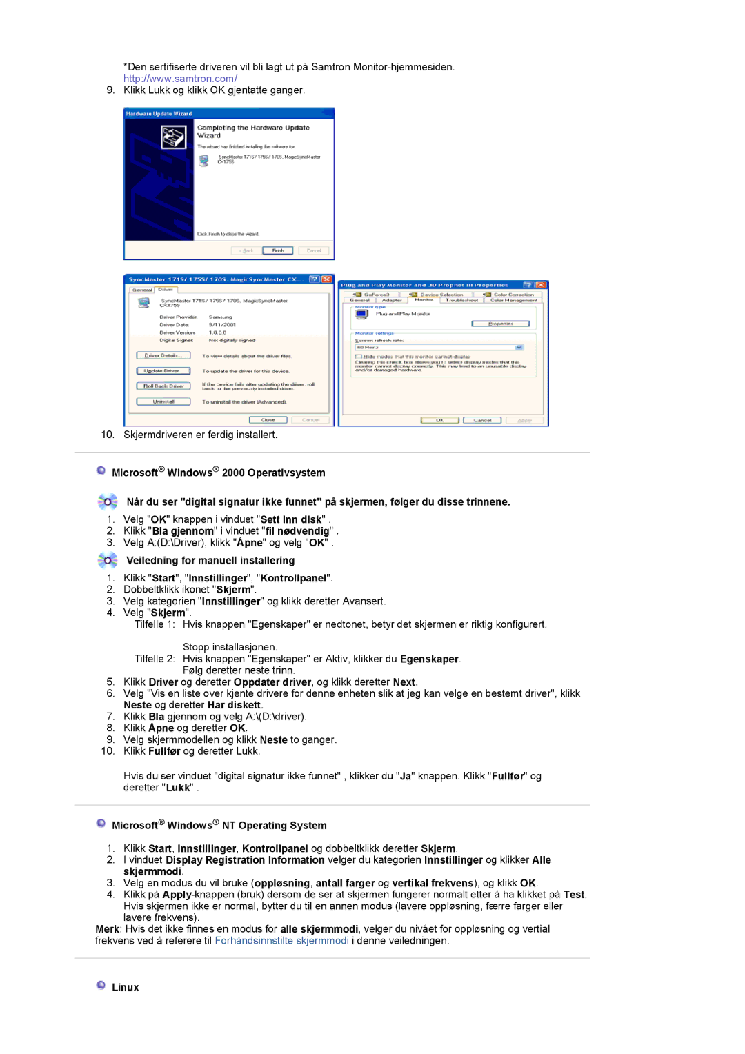 Samsung LT19GSBSS/EDC, LT19GSBSSZ/EDC manual Klikk Bla gjennom i vinduet fil nødvendig, Linux 